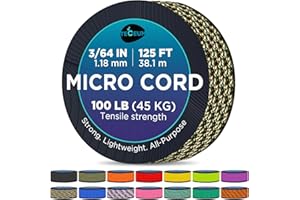 TECEUM MICRO PARACORDE : 1,18 mm d'épaisseur Couleur : camouflage Longueur : 38,1 m Résistance à la traction : 45,35 kg (100 lbs) Fine, légère et résistante. Livré sur une bobine compacte et pratique (77,98
