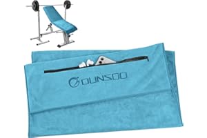 DUNSOO Asciugamano fitness I 120 x 50 cm I asciugamano sportivo in microfibra con tasca con cerniera per palestra e allenamento, asciugamano da palestra (blu marino)