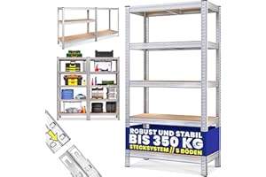 ‎MONZANA Monzana® Schwerlastregal 170x75x30cm 350kg 5 MDF-Platten Regal Lagerregal Kellerregal Steckregal Werkstattregal