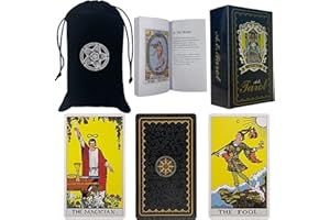 LHTHT Tarot Cards Deck,Tarot Cards 78Pcs Fate Forecasting Cards Game Set Tarot Future Telling Game Cards Set,With Black Velvet Pouch Bag,Tarot Cards Book Sets for Beginners And Expert Readers