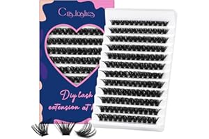 ‎CRISLASHES Crislashes Wimpern Einzeln, 144 Stück Cluster Wimpern D curl 12-18mm Gemischte Fluffy Wimpernbüschel Wispy Manga Wimpern Look Wiederverwendbar zu Hause Wimpern Extension (Fluffy,D curl 12-18mm)