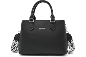 Mabecol Borsa a Tracolla Donna in PU Pelle Borsetta a Mano Con Cinghia Regolabile Geometrica - Spaziosa e Anti-deformazione per Shopping, Lavoro e Università​