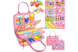 ZGGZHeim Busy Board Montessori zabawka od 1, 2, 3, 4 lata, książka motoryczna i książka o aktywności dla małych dzieci, sensoryczna zabawka edukacyjna, prezent urodzinowy dla dziewczynek, na podróż