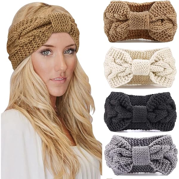 XPOOP 2 Pièces Bandeau Cheveux Femme Hiver, Bandeaux à