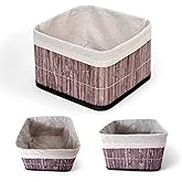 Deconox Bambu &Ccedil;ok Ama&ccedil;lı Saklama Kutusu D&uuml;zenleyici Kare Organizer, Dekoratif Bambu D&uuml;zenleyici GRİ (20x20x13cm)