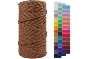 LEREATI Corde Macramé 5mm x 100m, Fil Macramé Corde Coton Naturelle, Grosse Ficelle Cordelette 5mm Cordon Macramé pour Macrame Mural, Porte Plante, Bricolage, Décoration Boho (Caramel)