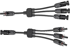 enjoy solar® 1 Paar Solarstecker T Verteiler 3-Fach mit 20cm Kabelverlängerung für Parallelschaltung Solarmodul