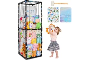 MHJY Stuffed Animals Zoo Storage Soft Toy Holder Organiser Large Cuddly Toys Storage Shelf with Elastic Band Stuffed Animals Cage for Nursery Playroom Bedroom Kids Room Furniture