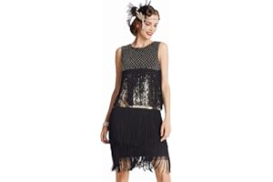 ArtiDeco 1920s Charleston vestito da donna fino al ginocchio Cocotail vestito anni 20 Flapper donna costume stile Grande Gatsby