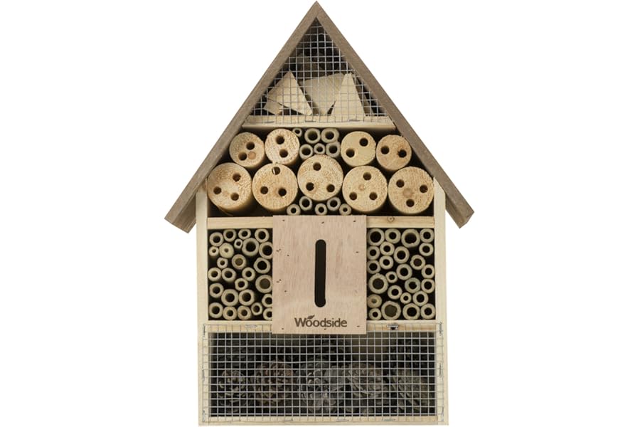 Woodside Wooden Insect & Bee House Natural Wood Bug Hotel Shelter Garden Nest Box