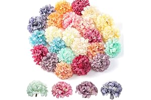 BOMULEZG 40 unidades de flores de seda flores de hortensia artificial cabezas flores de margarita artificial 4,5 cm, seda para manualidades, álbumes de recortes, bodas, fiestas, decoración del hogar