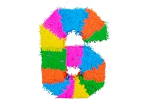 Fax Potato Number 6 Pinata | Party Accessory Decoration | 35 x 7.5 x 50cm - Green, Red, Yellow