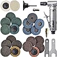 1/4 inch angle air die grinder with 22 pcs 2-inch roll lock sanding discs, polished color angle pneumatic die grinder, air die grinder kit by TOOLPEAK