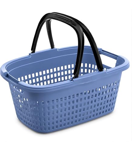 Einkaufskorb aus Kunststoff Plastik mit Henkel 20 Liter 40cm stapelbar schwarz Küche, Haushalt & Wohnen
