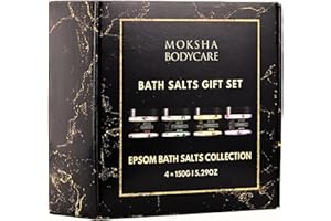 MOKSHA BEAUTY MOKSHA Coffrets Cadeau Sels de Bain Epsom,5 pièces,Sels de Naturels,Ensemble Bain de Pieds et Relaxation,Aromathérapie,Coffrets Bien-Être pour Femmes et Hommes,Cadeaux d’Anniversaire,Cadeaux de Noël