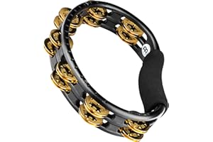 Meinl Percussion Headliner Hand Tambourine - 2-Row Tambourine - With Curved Handle - ABS Plastic / Brass, Black / Gold (TMT1B-BK)