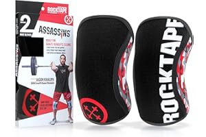 Rocktape Rękawy na kolana, 2 sztuki, klasa konkursowa, grubość 5 mm lub 7 mm, neoprenowy kompresyjny, bardzo długie dla wsparcia VMO, Assassins
