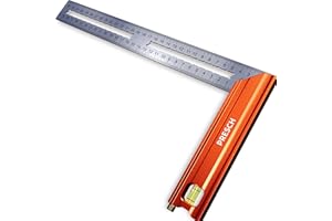 Presch Anschlagwinkel 300mm - Hochpräzise & Rostfrei - Innovatives Streichmaß 30cm - Exakter Schreinerwinkel inkl. Wasserwaage & Anreißnadel für ultimative Vielseitigkeit - Perfekte 90° & 45°