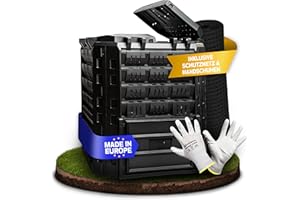 GENERISCH Hochwertiger Garten Komposter [320l] inkl. Bodengitter & Handschuhe | Geruchsdämmend, Wetterfest, einfache Montage| Thermokomposter Schnellkomposter Kompostierer Composter Kompost Kompostierung