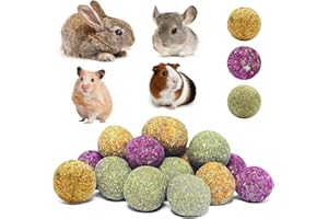 AMSGANK Jouets à Mâcher pour Petits Animaux, 12 Pièces Jouet de Lapin à Mâcher Naturel Boules de Foin Faits à la Main pour Lapin Nain, Chinchillas, Cochon d'Indes, Hamsters