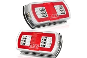 AGRISHOP 2PCS Feux Arrières De Remorque LED 4Fonction Feux Remorque LED 12/24V Ensemble,Lampe Lumière D'Immatriculation Feu,Lumière De Position à Effet Néon Feu Arrière Étanche Imperméable Homologué