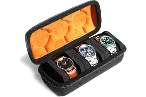 AUKURA 3 Slot Hard Watch Roll Travel Case, Zipper Case Storage and Organizer for Men and Women, Black 3slot Microfiber lining