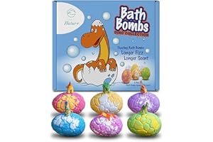 Done by Nature Bath Bombs, 6 Pack - Egg-shaped fizzes with surprise dinosaur models, Hypoallergenic, 100% Child safe, Strong scent, Skin moisturizing