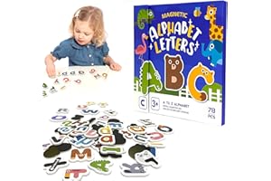 HNBTX Letras Magneticas Niños, 78 Letras Imantadas Niños, Imanes Nevera Niños,Imanes del Alfabeto Educativos, Aprendizaje en MayúSculas Y MinúSculas para 3+ Niños