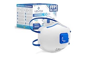 VEVOX® FFP1 Dust Mask - Set of 5 - Valved Face Masks - Respirator - Protection e.g. for Construction, Building Work, Sanding, Woodworking, Fine Dusts, Aersoles or Particles