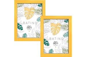 aFFa frames, Batino, Confezione da 2 Portafoto di legno, Luce, Rettangolo, Con vetro acrilico frontale, HDF, Giallo, A4, 21x29,7 cm