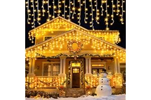 FZIFZI Luci Natale Esterno, 10M 400 LED Luci di Natale da Esterno Cascata con Timer & 8 Modalità, Tenda Luminosa Natale IP44 Impermeabili, Luci Esterne Natalizie per Balcone, Natale, Tetto, Giardino, Festa