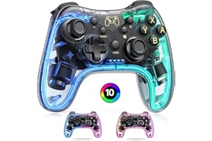 HASACOOL Switch Pro Controller Trasparente/Luminoso Con Sveglia e Controllo App, Wireless Compatibile Con Android/IOS/PC/Switch/Lite/OLED