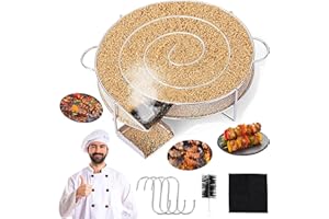TOSUTO Générateur de Fumée Froide,Serpentin Fumoir à Froid en Acier Inoxydable avec 4 Crochets,1 Brosse et 1 Chiffon,Acier fin Serpentin Fumoir,Fumoirs Viande et Poisson pour Barbecues,Fumeurs,Grils