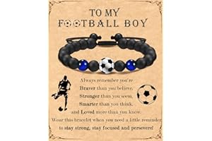 GENERIC Football Bracelets for Boys, Football Gifts with Inspiring Card for Man, Teenage, Brother, Soccer Fans Birthday Graduation Christmas