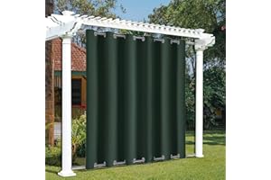 ZWGQZYTX Rideaux Imperméables Intérieur/Extérieur pour Patio Porche Épais Intimité Rideau à Oeillets Gazebo Rideau de Douche Vert foncé (L310cm * H210cm)(1 pièce)