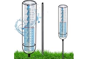 QMCAHCE Rain Gauge, Outdoor Glass rain Gauge with Buoy, Upgrade Glass Rain Gauge, Detachable Rain Gauge with Stake for Garden, Yard, Deck, Patio, Lawn(Blue Raindrop)