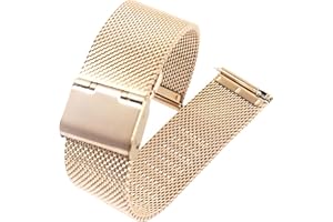 Microwear Cinturino in Acciaio Inossidabile,Cinturino per Orologio 16/18/20/22mm Cinturino Smartwatch in Maglia Intrecciata in Maglia Bracciale Cinturino Fibbia per Uomo e Donna…