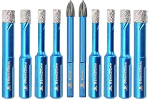 Diamantbohrer Fliesenbohrer Set - BRSCHNITT 6/6/8/10mm Diamant Bohrkrone - Lochsäge für Keramik,Granit,Porzellan,Fliesen,Feinsteinzeug,Mauerwerk, Marmor,Mauerwerk 10 Stück.