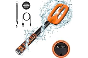 OMMO Metal Detector Impermeabile, Metal Detector Subacqueo con Puntatore, Batteria Ricaricabile Integrata, Vibrazione e Suono in 3 Modalità, Allarme Luminoso a LED, Metal Detector per Immersioni