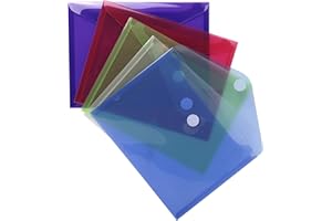 Exacompta - Ref 56720E - PP Pocket Enveloe - 240 x 180mm in Size, Hook & Loop Closure, Suitable for Storing A5 Documents & Items - Assorted Colours (Pack of 5)