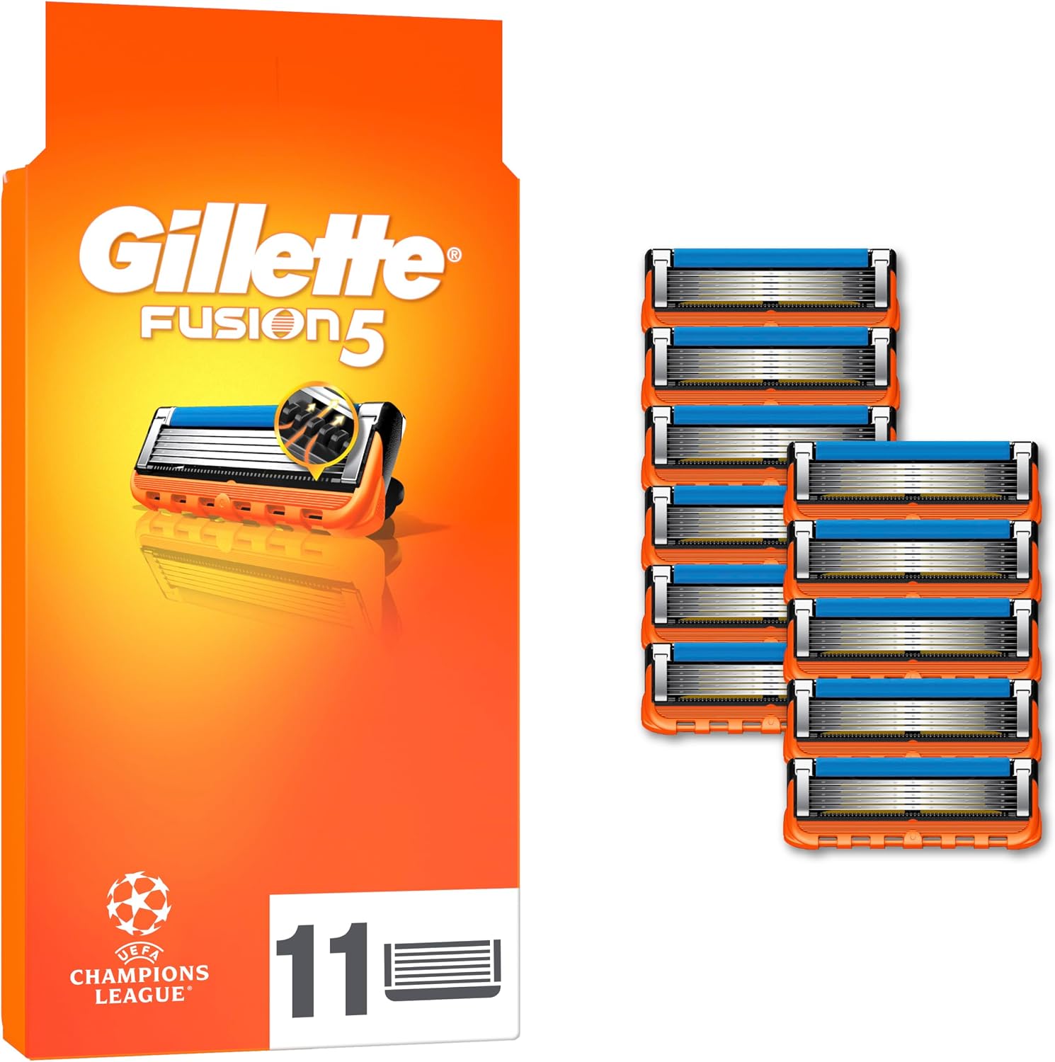Gillette Fusion5 Blades, Men's Shaving Refills Pack of 11, Precision Trimmer, Anti-Friction Razor