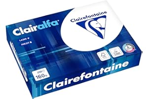 Clairefontaine 2618C Papier d'imprimante Clairalfa opaque (250 feuilles, A4, 21 x 29,7 cm, 160 g, idéal pour les circulaires ou les brochures) Blanc