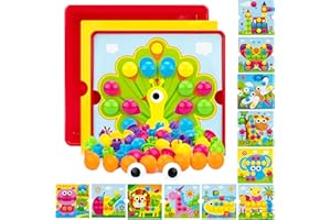 AluAbi Button Art Toys for Toddlers, Crafts for Toddler Toys Age 3-5 Early Learning Educational Toys, Color Matching Puzzle, Fine Motor Skills Game, Preschool Learning Toys for Boys & Girls 3+