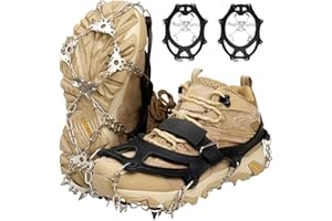 Yanbaozi Steigeisen für Wanderschuhe, Schnee, Griffe, Schneespikes, Grödel Eisspikes mit 23 Edelstahl Zähne Verdickte Schuhkrallen, Schuhkrallen für Gehen, Joggen, Angeln, Wandern