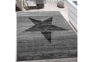 Paco Home Alfombra Salón con Motivo De Estrellas, Habitación Infantil Y Juvenil Moderna Pelo Corto, tamaño:120x170 cm, Color:Gris