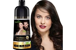 Herbishh Dark Brown Shampoo, Hair Dye Shampoo 3 in 1, 100% Grey Coverage, Hair Color for Men & Women, Long-lasting Color in 20-25 Mins, Ammonia-free, 200 ml