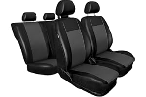 AUTO-DEKOR Universal Grau Kunsleder Sitzbezüge Komplettset Sitzbezug für Auto Sitzschoner Set Schonbezüge Autositz Autositzbezüge Sitzauflagen Sitzschutz Comfort