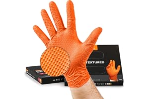 Kemes Engångshandskar, orange, 100 st, nitrilhandskar, 2-3 engångshandskar, dammfria, latexfria, med diamanthandtag, storlek