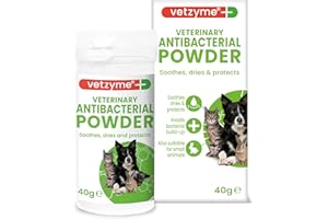 Vetzyme Veterinary Antibacterial Powder for Dogs, Cats and Small Pets - Gently Soothes, Dries and Protects the Skin From Harmful Bacteria (40g)
