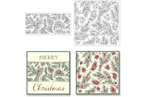CRASPIRE Christmas Clear Stamp Holly Mistletoe Pine Cones Gift Silicone Stamp Seal Transparent Rubber Stamps for Christmas Card Making Decoration DIY Scrapbooking Embossing Album Decor Craft
